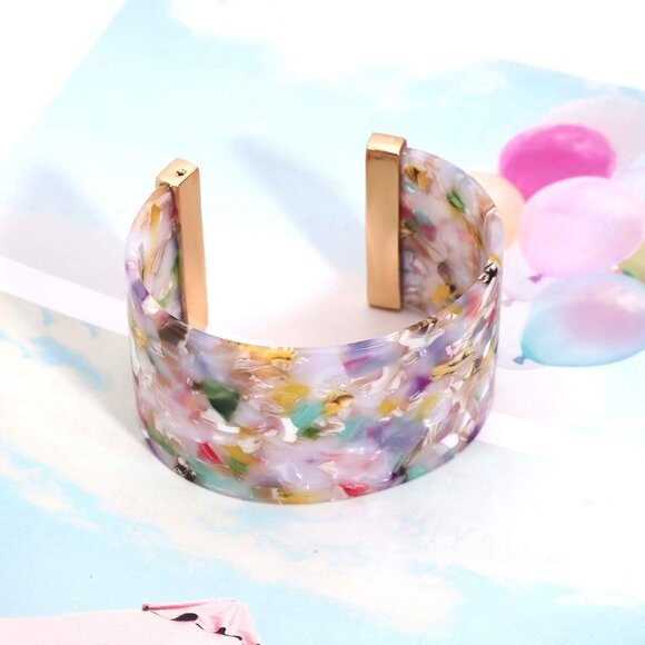 Cuff Bracelet for Women Acrylic Resin Bracelets Statement Bangle Bracelet Adjust - Picture 6 of 7